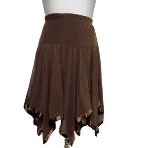 Temptation Italy Brown midi layered skirt